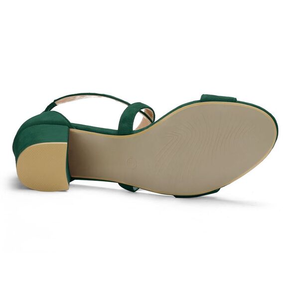 Women's Open Toe Crisscross Ankle Strap Mid Block Heel Green Sandals - Picture 5 of 6